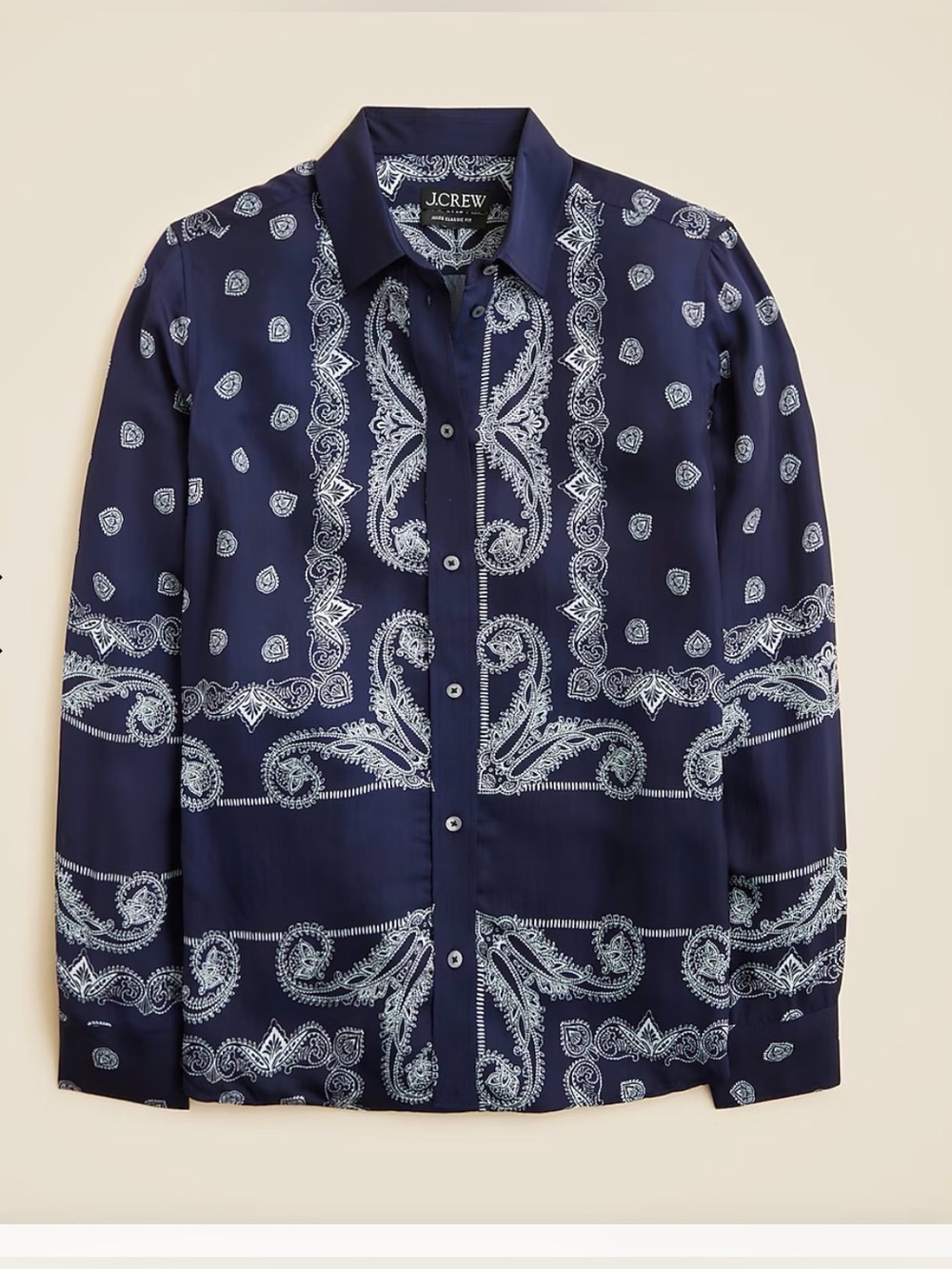 J. Crew Classic Fit Navy Blue Bandana Button-Down Shirt Size 4